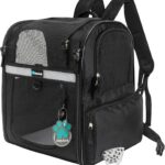 PetAmi Dog Backpack Carrier for Small Large Cat, Pet, Puppies, Ventilated Pet Hiking Backpack Travel Bag, Airline Approved Cat Backpack Carrier, Safety Back Support, Camping Biking, Max 18 lbs, Black