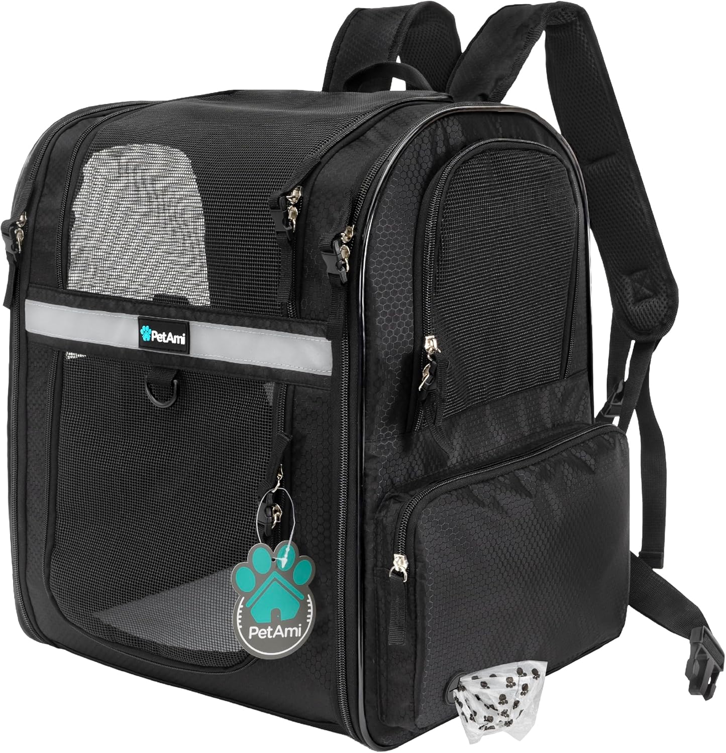 PetAmi Dog Backpack Carrier for Small Large Cat, Pet, Puppies, Ventilated Pet Hiking Backpack Travel Bag, Airline Approved Cat Backpack Carrier, Safety Back Support, Camping Biking, Max 18 lbs, Black PetAmi Dog Backpack Carrier for Small Large Cat, Pet, Puppies, Ventilated Pet Hiking Backpack Travel Bag, Airline Approved Cat Backpack Carrier, Safety Back Support, Camping Biking, Max 18 lbs, Black
