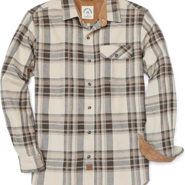 Dubinik 6 oz Flannel Shirt for Men Long Sleeve Casual Button Down Brushed 100% Cotton Shirt