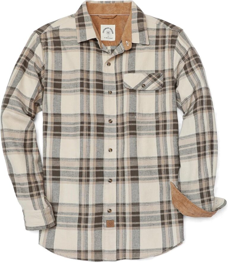Dubinik 6 oz Flannel Shirt for Men Long Sleeve Casual Button Down Brushed 100% Cotton Shirt