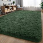Nuttumico Large Fluffy Area Rugs for Living Room Bedroom, 6x9 Dark Green Ultra Soft Plush Fuzzy Rug, Anti-Skid Indoor Carpet Nursery Rugs for Kids Room Home Decor, High Pile, Non-Shedding