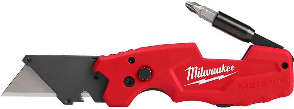 Milwaukee FASTBACK Compact Knife, and FASTBACK 6-in-1 Folding Utility Knives, w/Blade (knife 2pack) Red-black Milwaukee FASTBACK Compact Knife, and FASTBACK 6-in-1 Folding Utility Knives, w/Blade (knife 2pack) Red-black