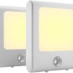 MAZ-TEK Plug in Motion Sensor Lights with Adjustable Brightness,Warm White Motion Activated Led Night Light for Hallway, Stair, Corridor, Kitchen, Living Room, Garage, Basement, Utility Room,2 Pack
