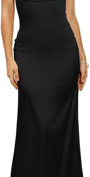 Colysmo Women's Satin Spaghetti Strap Slip Bodycon Maxi Dress Sleeveless Wedding Guest Elegant Evening Party Dresses