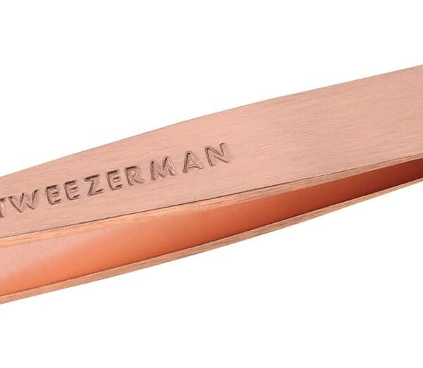 Tweezerman Stainless Steel Slant Tweezer - Eyebrow Tweezers for Women and Men (Rose Gold)