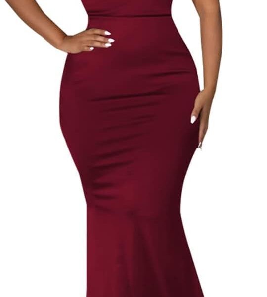 Women's Sexy Sleeveless One Shoulder Bodycon Dresses Classy Long Formal Cocktail Wedding Guest Dress