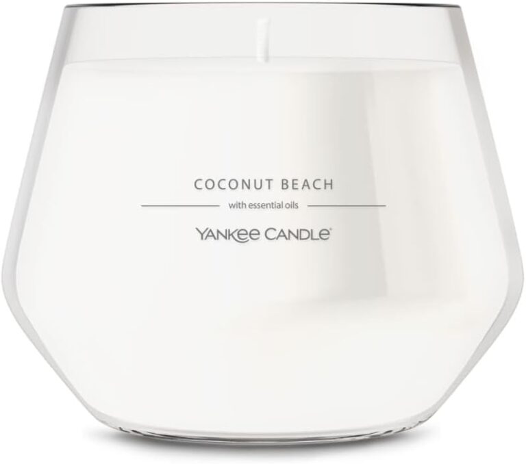 Yankee Candle Studio Scented Candle with up to 50 Hour Burn Time, Premium Plant Wax Blend for Consistent Burn, 10 oz Jar Candle with Room Filling Fragrance, Coconut Beach (Pack of 1)
