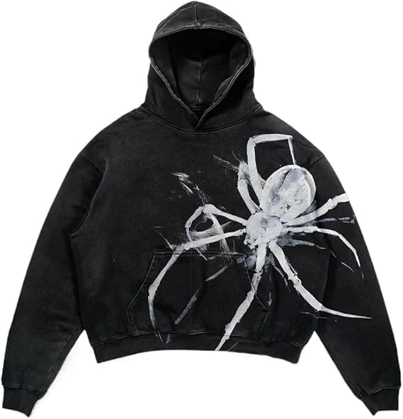 Unisex Spider/Skull Horror Hoodie Y2K Dark Streetwear Gothic Punk High Street Fashion Halloween Must-Have Unisex Spider/Skull Horror Hoodie Y2K Dark Streetwear Gothic Punk High Street Fashion Halloween Must-Have
