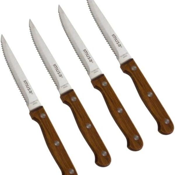 IMUSA 4pc Stainless Steel Steak Knife Set with Wood Handle