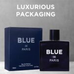 NovoGlow Blue De Paris For Men – 3.4 Fl. Oz. (100ml) Men’s Perfume – Refreshing Woody, Floral & Fruity Fragrance – Long-Lasting Masculine Scent, Ideal Gift for Any Occasion