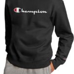 Champion Men's Crewneck Fleece Sweatshirt, Standard Fit, Midweight, Script Logo, Available in Regular and Big & Tall