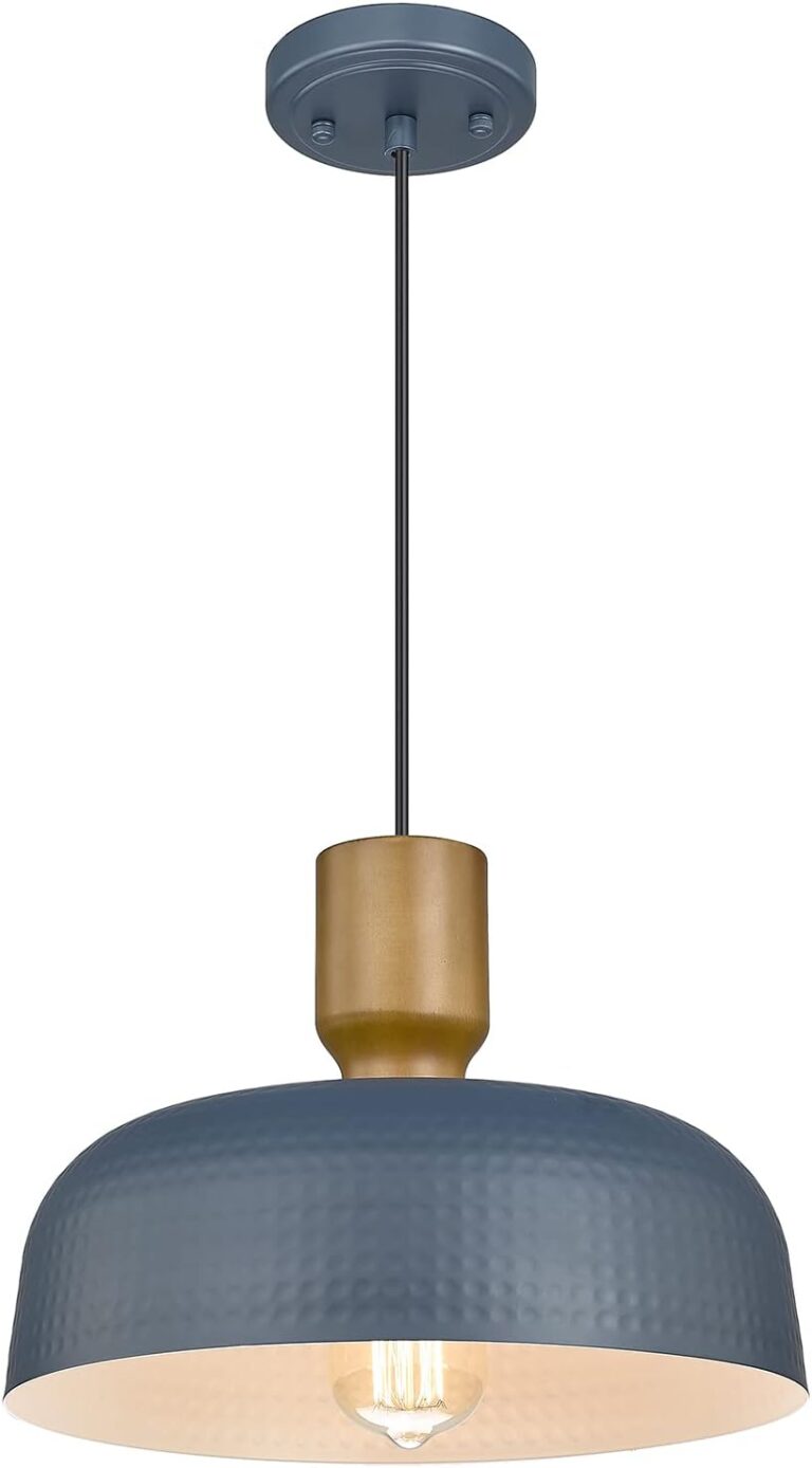 Darkaway Pendant Light Fixtures Ceiling Hanging with Hammered Metal Shade, Modern Pendant Light for Kitchen Island Lighting Hanging Lamp Adjustable Height, Medium