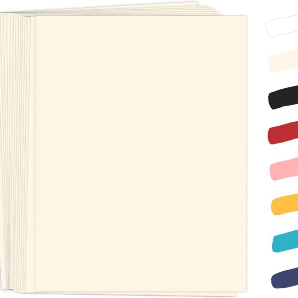 50 Pack Cream Cardstock 8.5 x 11 Off White Card Stock, Goefun 65lb Ivory Paper Printer Paper for Cards Making, Office Printing, Wedding