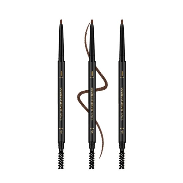 3Pcs Waterproof Eyebrow Pencil Dark Brown, Premium Eye Brow Pencil Brn with Spoolie Brush, Longwearing for Perfect Brows, Professional, Precision, Defines, Double-ended Eyebrow Pen for Women, O'CHEAL