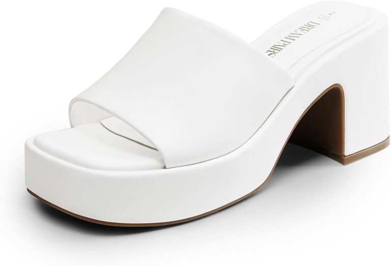 DREAM PAIRS High Chunky Platform Heels for Women Fashion Comfort Slip on Square Open Toe Block Heel Sandals