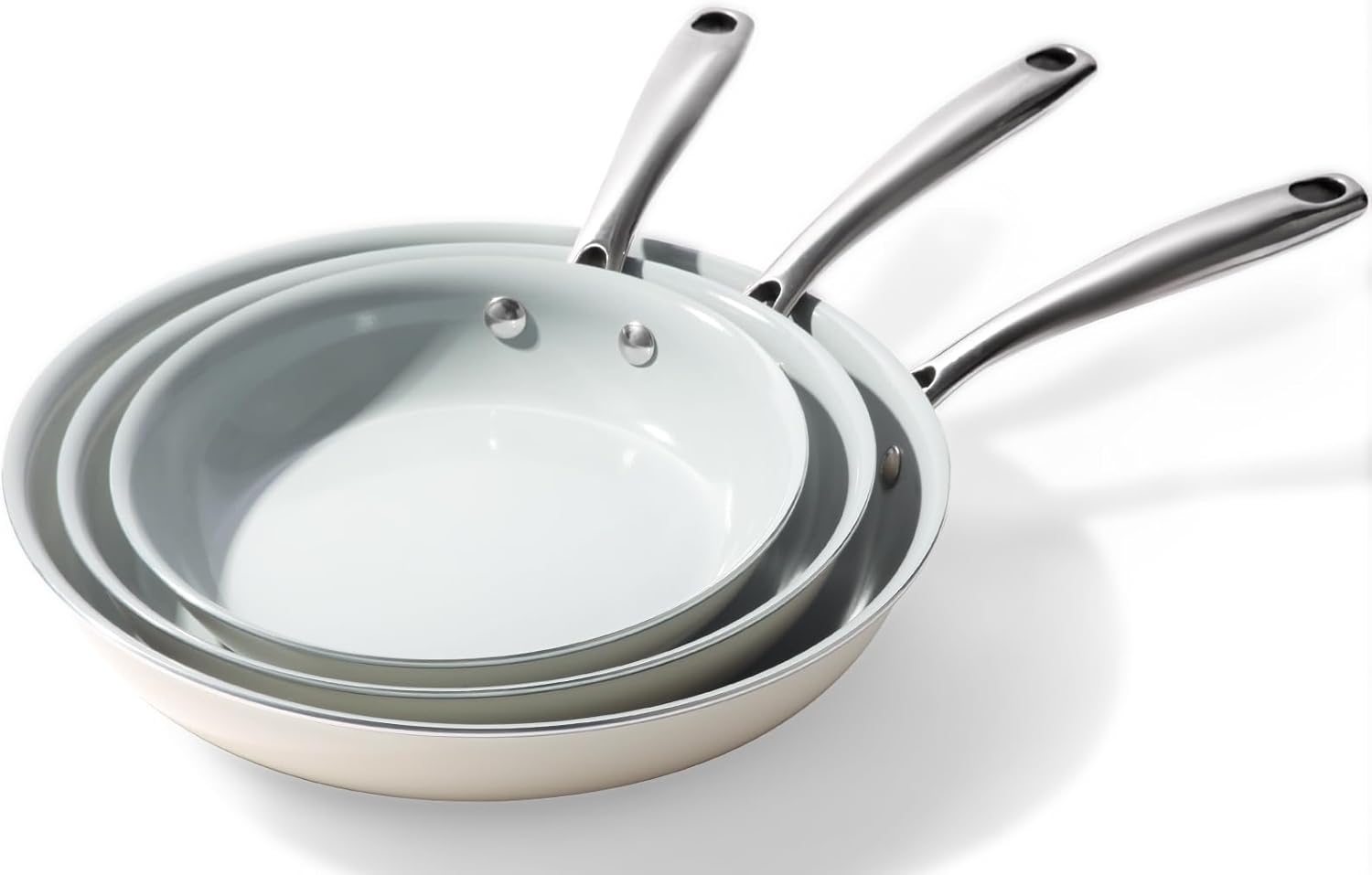 Cookware Ceramic Nonstick Frying Pans: 3Pieces Non Stick Skillet 8 9.5 11 Inches - Healthy Egg Fry Pans - Free of PTFE,PFOA,PFAS Cookware Ceramic Nonstick Frying Pans: 3Pieces Non Stick Skillet 8 9.5 11 Inches - Healthy Egg Fry Pans - Free of PTFE,PFOA,PFAS