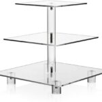 Acrylic Cupcake Stand, Clear Dessert Tower Holder Display with Base for Wedding, Party, Baby Shower, 3 Tier Square, Transparent