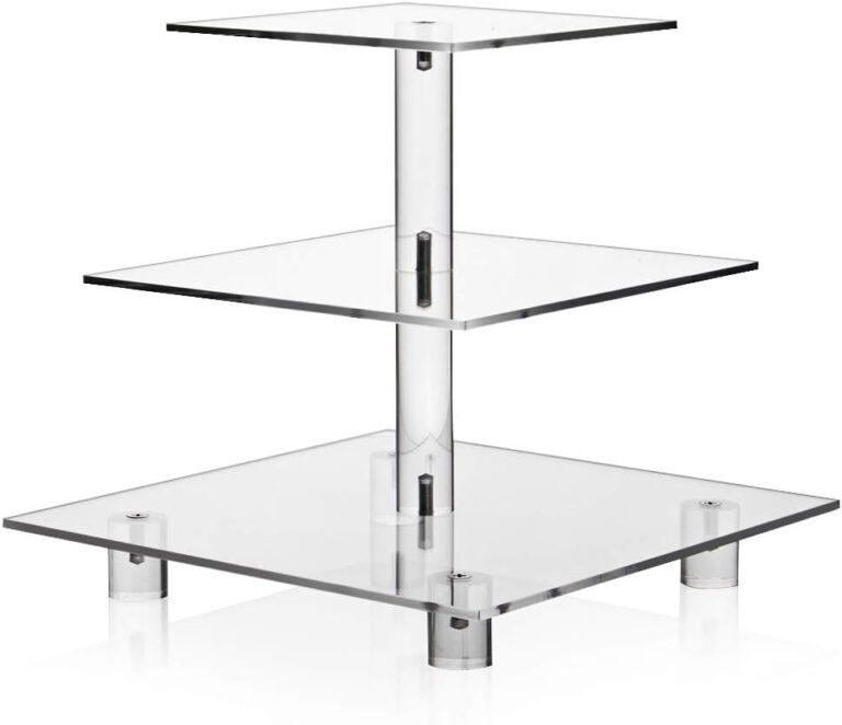 Acrylic Cupcake Stand, Clear Dessert Tower Holder Display with Base for Wedding, Party, Baby Shower, 3 Tier Square, Transparent