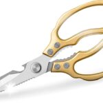 AWinjoy Kitchen Scissors, Heavy Duty Sharp Shears Dishwasher Safe, Kitchen Accessories Cooking Shears for Meat Chicken Fish Poultry Herb Bread (gold)