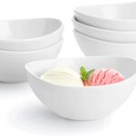 Sweese 10 oz Small White Porcelain Bowls - Set of 6 Dessert, Ice Cream, Snack & Yogurt Bowls, Ceramic Serving Bowls for Rice or Soup