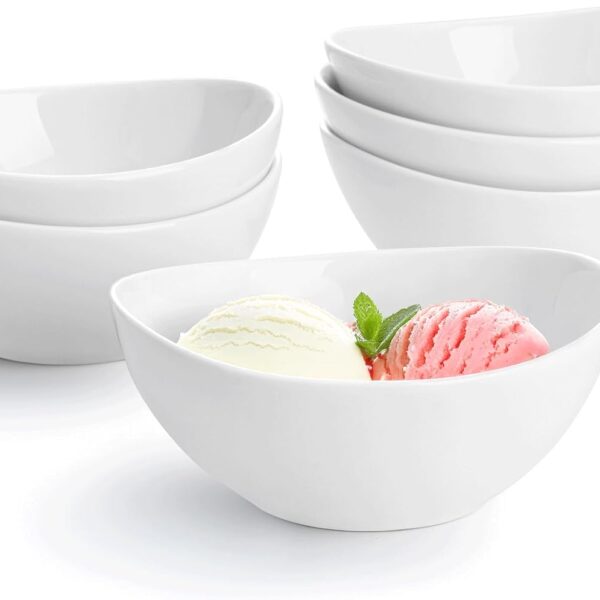 Sweese 10 oz Small White Porcelain Bowls - Set of 6 Dessert, Ice Cream, Snack & Yogurt Bowls, Ceramic Serving Bowls for Rice or Soup