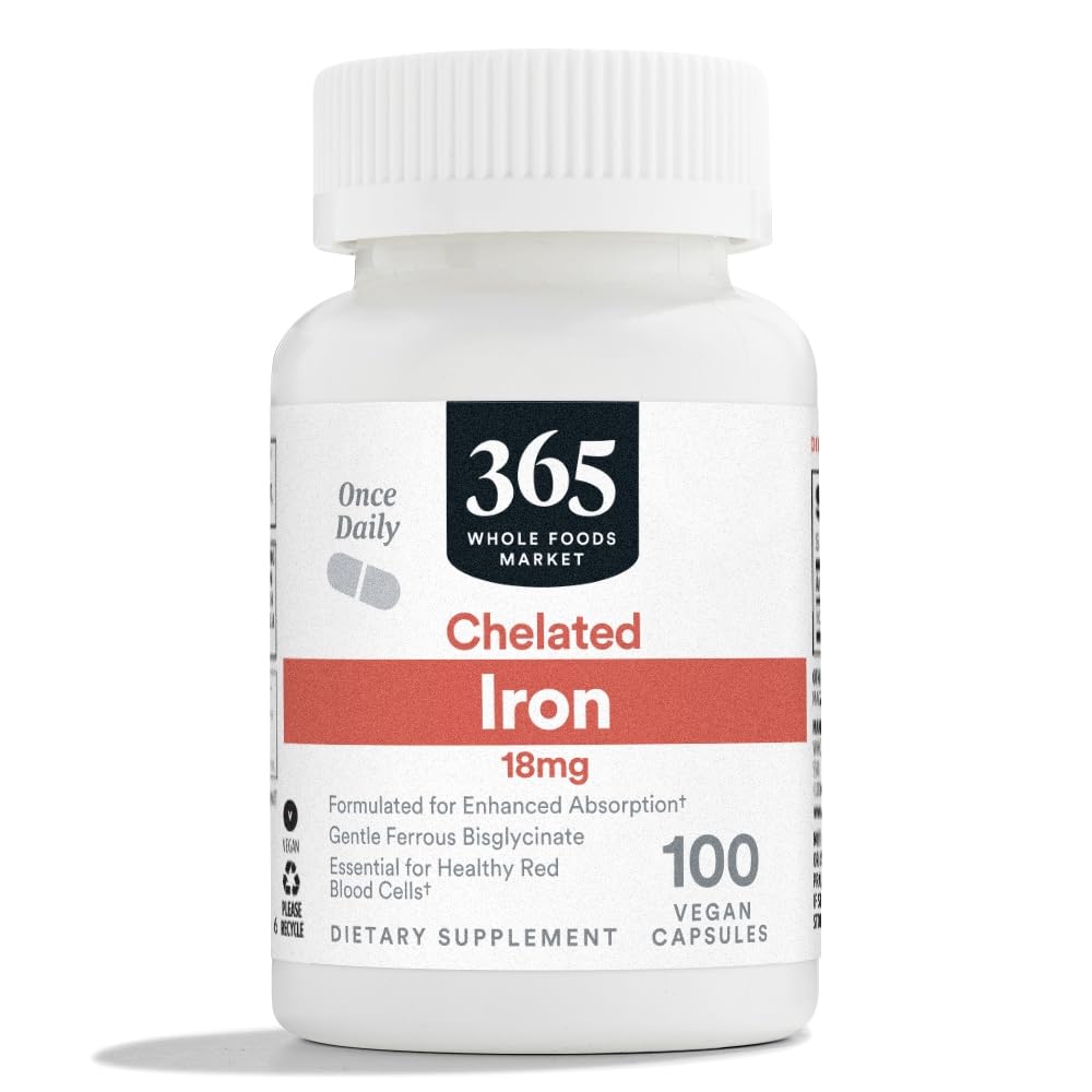 365 by Whole Foods Market, Chelated Iron 18mg, Vegan, 100 Capsules 365 by Whole Foods Market, Chelated Iron 18mg, Vegan, 100 Capsules