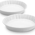 Brew To A Tea BTaT- Ceramic Pie Pan for Baking, 2 Pack, 10.5" & 9.5", Porcelain Ceramic Pie Plate for Salad, Pasta, Fruit and Tart, Freezer, Oven, Microwave and Dishwasher Safe