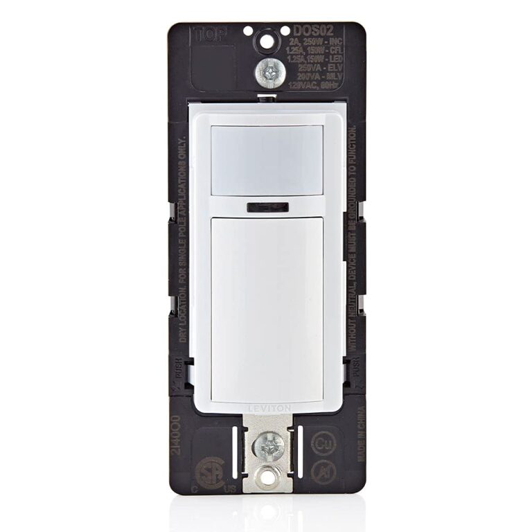 Leviton Motion Sensor Light Switch, Motion Activated, Auto-On/Auto-Off or Manual-On, 2A, No Neutral Wire Required, Single Pole, DOS02-LW, White