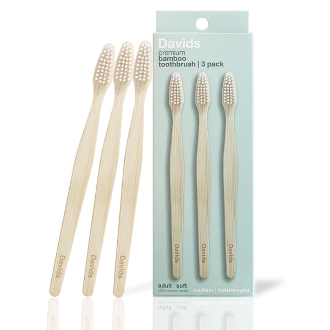Davids Premium Bamboo Soft Bristle Toothbrush - 3 Pack | BPA Free, Eco-Friendly, Sustainable High Performance Bristles to Improve Oral Health Naturally | 100% Natural Bamboo Handle | Made in Germany Davids Premium Bamboo Soft Bristle Toothbrush - 3 Pack | BPA Free, Eco-Friendly, Sustainable High Performance Bristles to Improve Oral Health Naturally | 100% Natural Bamboo Handle | Made in Germany