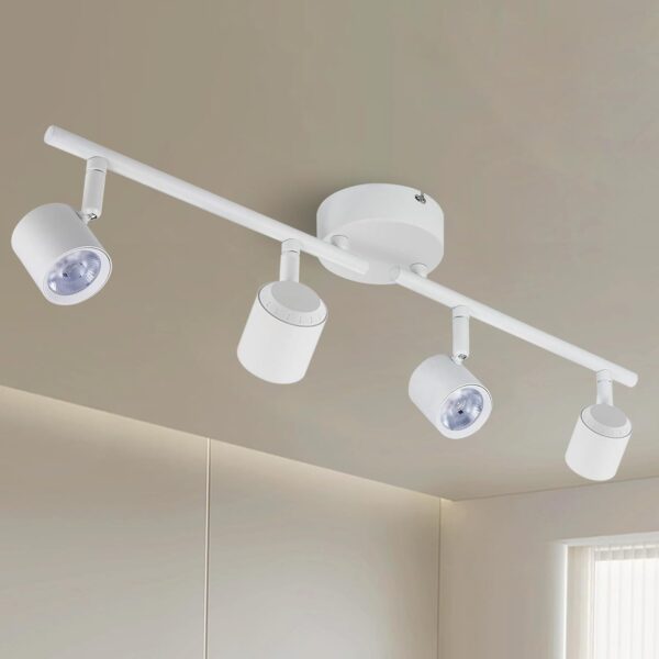 Arcfox 30W 4 Light LED Track Lighting Fixtures Ceiling Spotlight 3000K Warm White Dimmable Flexibly Rotatable Light Head ETL, 24, CRI90 for Kitchen Accent Task Lighting White (4 Head)