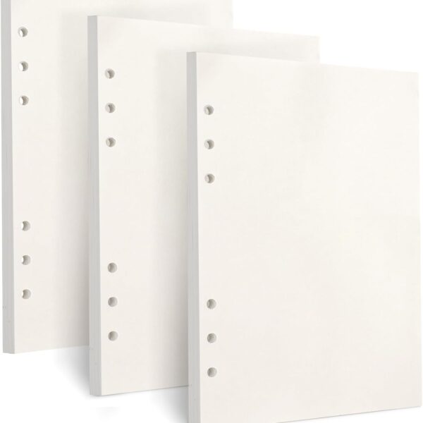 Toplive A5 Refill Paper, [3 Pack] 100GSM Thick 6 Hole Filler Inserts - 135 Sheets (270 Pages) for 6 Ring Binder Journal Notebook, Blank
