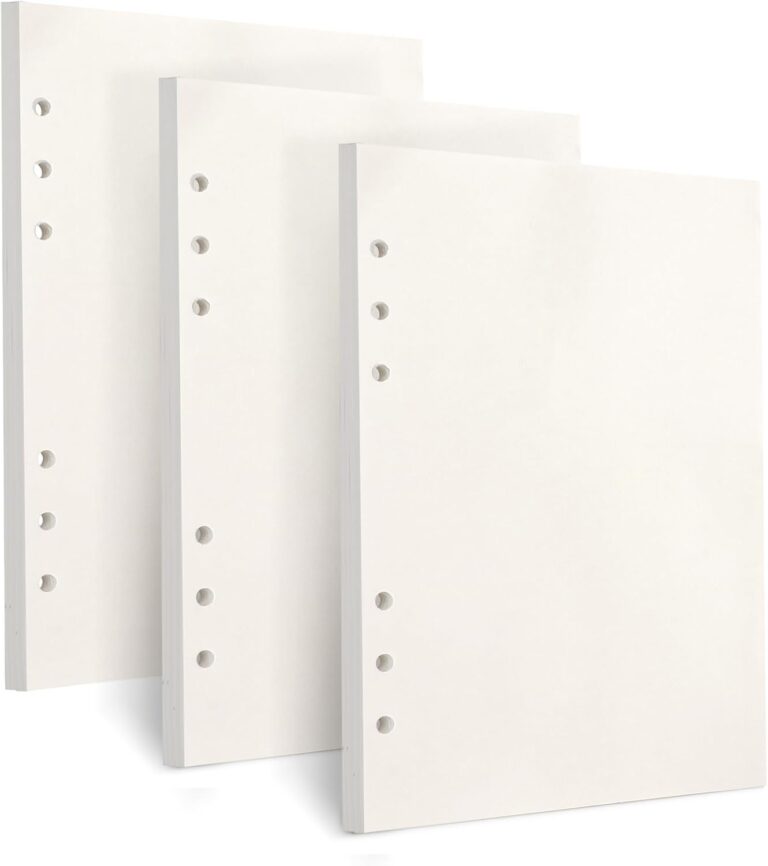 Toplive A5 Refill Paper, [3 Pack] 100GSM Thick 6 Hole Filler Inserts - 135 Sheets (270 Pages) for 6 Ring Binder Journal Notebook, Blank