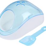 VILLCASE Small Pet Sand Bath Set with Filter Scoop Plastic Chinchilla Hamster Dust Bath Container Portable Indoor Habitat Bathroom 6.29X3.34X2.36 Inch