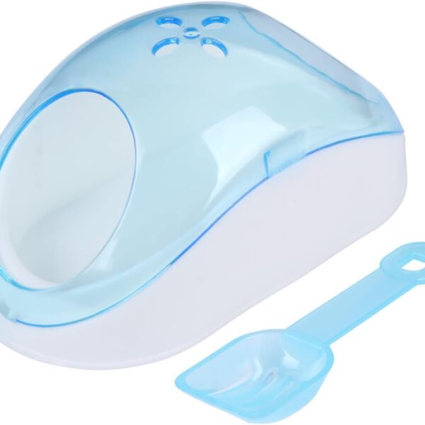 VILLCASE Small Pet Sand Bath Set with Filter Scoop Plastic Chinchilla Hamster Dust Bath Container Portable Indoor Habitat Bathroom 6.29X3.34X2.36 Inch
