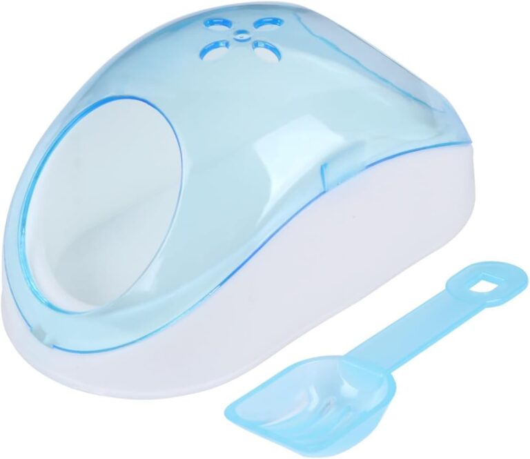 VILLCASE Small Pet Sand Bath Set with Filter Scoop Plastic Chinchilla Hamster Dust Bath Container Portable Indoor Habitat Bathroom 6.29X3.34X2.36 Inch