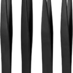 Derlaier Tweezers Set Professional High Precision Stainless Steel Eyebrow Remover Ingrown Hair & Splinter Removal Kit Facial Hair Grooming Tools for Men Women Black 4 Pcs