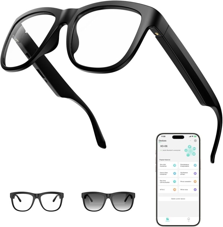 AI Smart Bluetooth Translation Glasses,Smart Glasses with 140+ Languages Online Translation and Color-Change Lens,Built-in Mic & Speakers,Anti-Blue Light Lens with Listening Voice Control