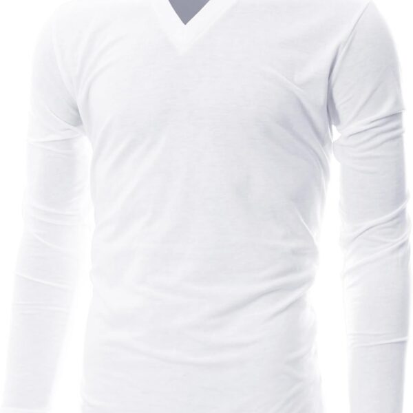 GIVON Mens Slim Fit Fleece V-Neck Long Sleeve T-Shirt  Lightweight Thermal Base Layer  Stretchy Soft Casual Tee Top