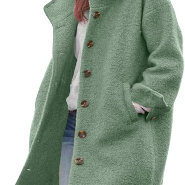 chouyatou Women's Winter Single Breasted Long Wool Coat with Hood Casual Wool Blend Trench Coat Jacket