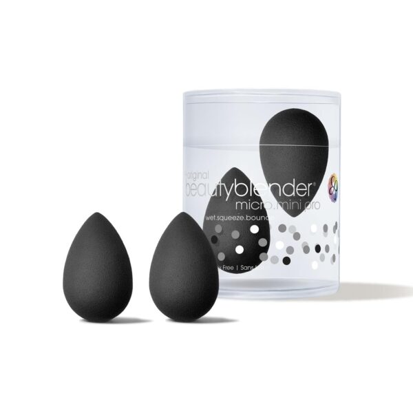 Beautyblender | Micro Mini Pro Black Beauty Blender Makeup Sponges, Super-Soft Foam Easily Blends Concealers & Highlighters, Made in USA, Reusable, Washable, Streak Free Application, 2 Pack