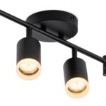 Bojim 6 Light Black Track Lighting Kit, Modern LED Track Lighting Fixtures Ceiling, Flexibly Rotatable LED Light Head with Acrylic Ring, Kitchen Ceiling Track Light (GU10, Bulbs Not Included)