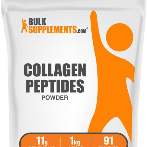 BulkSupplements.com Collagen Peptides Powder - Bovine Collagen Powder, Powdered Collagen Supplement - Hydrolyzed & Gluten Free, 11g per Serving, 1kg (2.2 lbs) (Pack of 1)