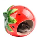 Cool Hamster House Hideout Suitable for Hamsters Less Than 4 inches 10 cm in Length Ceramics Strawberry Shape Bed Cute Small Animal Pet Squirrel Hedgehog Chinchilla Nest Hamster Cage Accessories