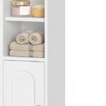 Hzuaneri Bathroom Storage Cabinet, Small Corner Floor Cabinet with Doors and Adjustable Shelf, Narrow Toilet Paper Cabinets, Bathroom Organizer for Small Spaces, White BC19703X