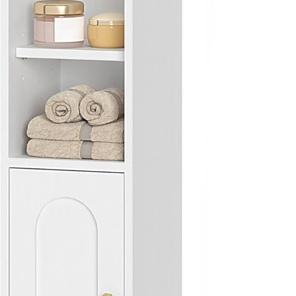 Hzuaneri Bathroom Storage Cabinet, Small Corner Floor Cabinet with Doors and Adjustable Shelf, Narrow Toilet Paper Cabinets, Bathroom Organizer for Small Spaces, White BC19703X