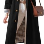 Tankaneo Womens Long Trench Coat Single Breasted Oversized Windproof Overcoat Fashion Outerwear
