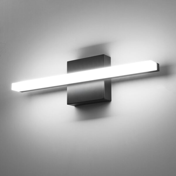 Combuh Black Bathroom Light Fixtures Over Mirror Lighting Gentle, 9W 16 Inch Modern LED Small Vanity Lamp Bar IP44 Slim Linear Bath Wall Sconces for Restroom Indoor Cool White 6000K