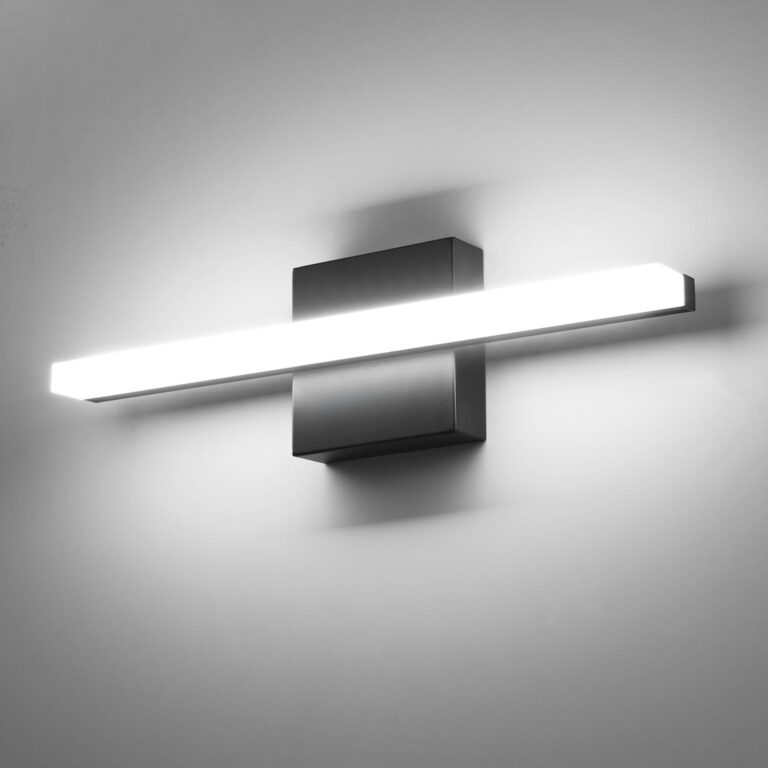 Combuh Black Bathroom Light Fixtures Over Mirror Lighting Gentle, 9W 16 Inch Modern LED Small Vanity Lamp Bar IP44 Slim Linear Bath Wall Sconces for Restroom Indoor Cool White 6000K