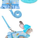 Breathable Small Animal Harness Leash & Hat Set - Adjustable Closure, 3 Colors - Escape-Proof Vest for Bunny, Chinchilla, Guinea Pig, Hamster for All Seasons