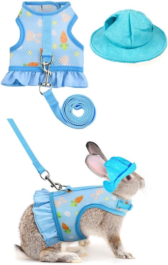 Breathable Small Animal Harness Leash & Hat Set - Adjustable Closure, 3 Colors - Escape-Proof Vest for Bunny, Chinchilla, Guinea Pig, Hamster for All Seasons Breathable Small Animal Harness Leash & Hat Set - Adjustable Closure, 3 Colors - Escape-Proof Vest for Bunny, Chinchilla, Guinea Pig, Hamster for All Seasons